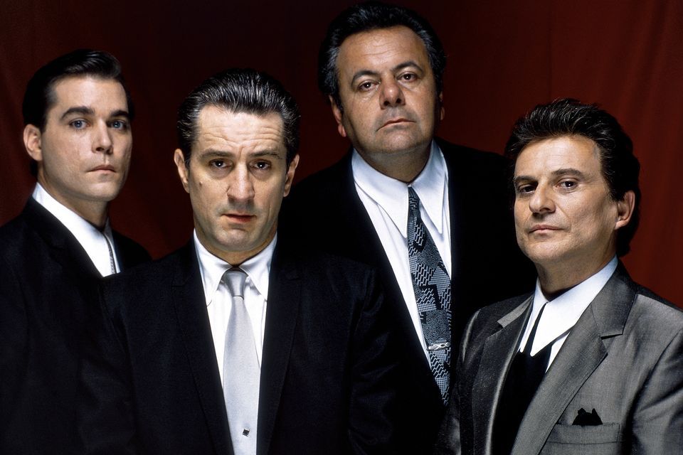 Ray Liotta, Robert de Niro, Paul Sorvino and Joe Pesci on the set of Goodfellas. Photo: Getty
